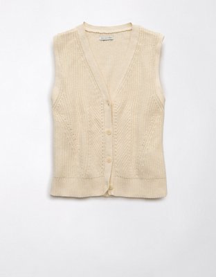 AE Patchwork Button Up Sweater Vest