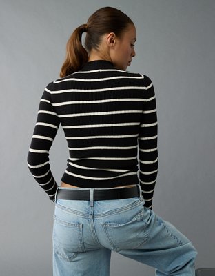 Женские свитеры American Eagle AE Striped Mock Neck Sweater — фото 2