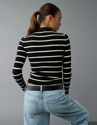 AE Striped Mock Neck Sweater