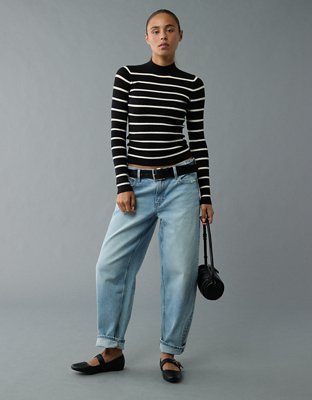 Женские свитеры American Eagle AE Striped Mock Neck Sweater — фото 4
