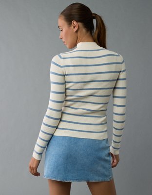 AE Striped Mock Neck Sweater