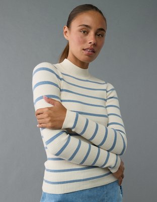 AE Striped Mock Neck Sweater