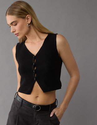 Женские свитеры American Eagle AE Cropped Button-Up Sweater Vest — фото 2