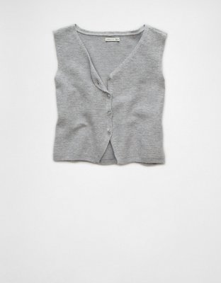 AE Cropped Button-Up Sweater Vest