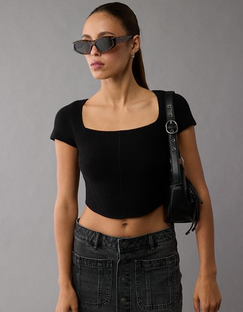 Женские свитеры American Eagle AE Cropped Short-Sleeve Sweater