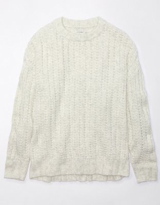 WINTER WHITE WAFFLE-KNIT SWEATSHIRT – AUGUST REIGN