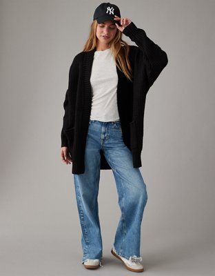 Good American Cozy Ribbed Cardigan Sweater