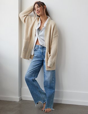 Ae slouchy 2025 waffle cardigan