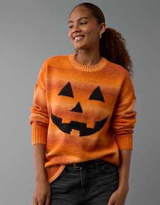 AE Halloween Striped Pumpkin Sweater