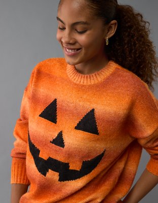 AE Halloween Striped Pumpkin Sweater