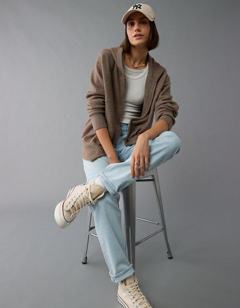Женские худи American Eagle AE Oversized Zip Up Sweater