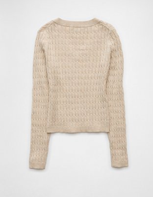 AE Fitted Cable Knit V-Neck Sweater