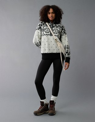 AE Oversized Quarter Snap Mock Neck Fairisle Sweater