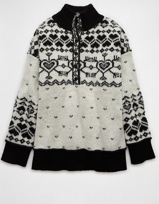 Женские свитеры American Eagle AE Oversized Quarter Snap Mock Neck Fairisle Sweater — фото 3