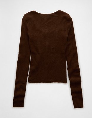 Женские свитеры American Eagle AE Fitted Henley Sweater — фото 5