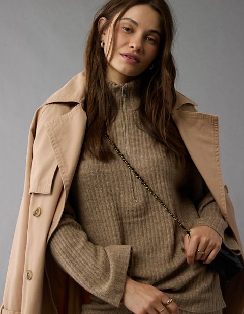 Женские свитеры American Eagle AE Oversized Quarter-Zip Sweater