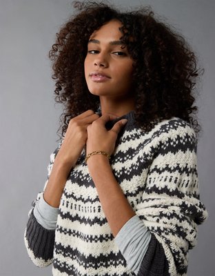 Женские свитеры American Eagle AE Chunky Raglan Fairisle Sweater — фото 7
