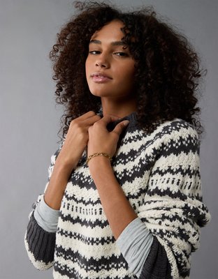 AE Chunky Raglan Fairisle Sweater