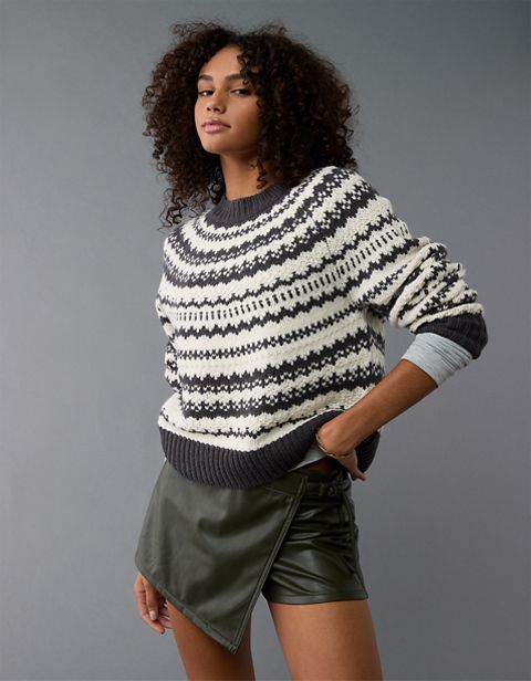 Женские свитеры American Eagle AE Chunky Raglan Fairisle Sweater