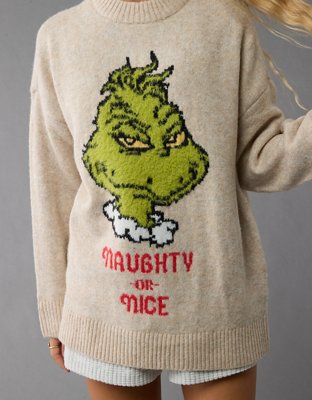 Женские свитеры American Eagle AE Whoa So Soft Oversized Grinch Holiday Sweater — фото 8