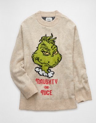 AE Whoa So Soft Oversized Grinch Holiday Sweater