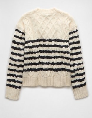 Женские свитеры American Eagle AE Striped Cable Knit Crew Neck Sweater — фото 3