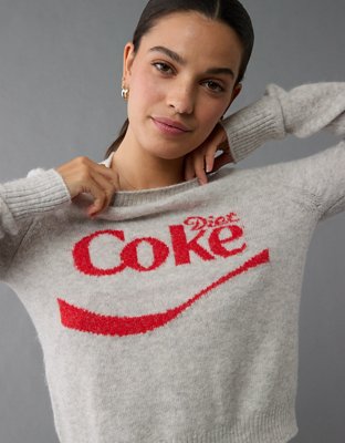 Ae Whoa So Soft Diet Coke Crew Neck Sweater Women s Gray XXS