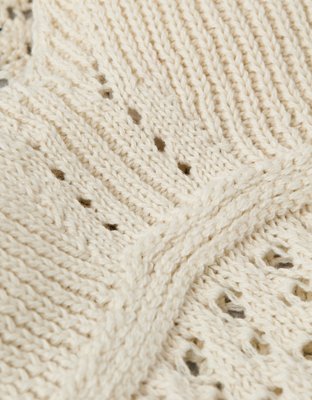 AE V-Neck Pointelle Scalloped Crochet Tank Top