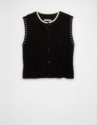 AE Crew Neck Button-Up Sweater Vest