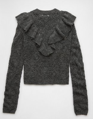 Женские свитеры American Eagle AE Wispy-Knit High Neck Ruffle Sweater — фото 4