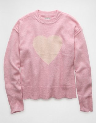 AE Whoa So Soft Suéter con Cuello Redondo de Corazón