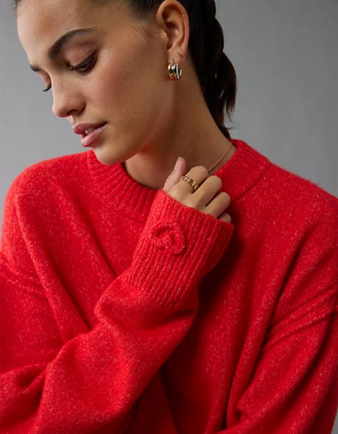 Женские свитеры American Eagle AE Whoa So Soft Valentine's Day Crew Neck Sweater