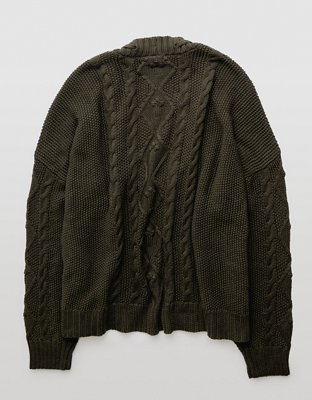 AE Cárdigan en Punto Trenzado con Frente Abierto