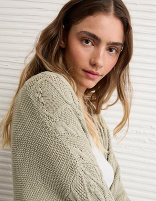 AE Open Front Cable Cardigan