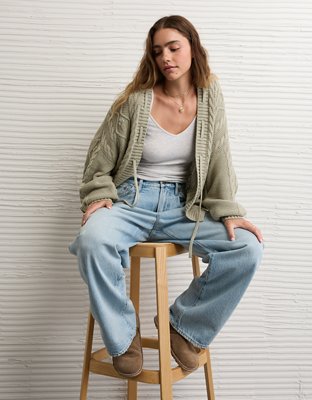 AE Open Front Cable Cardigan
