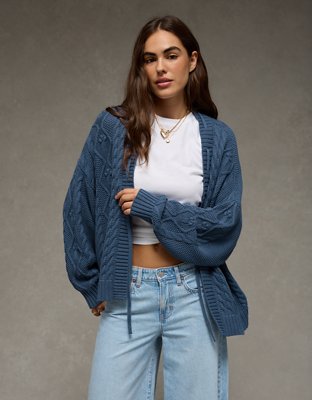 AE Open Front Cable Cardigan