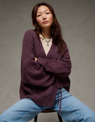 Cardigan torsadé ouvert sur le devant AE