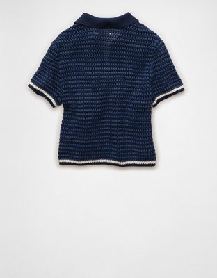AE Cropped Sweater Polo Shirt