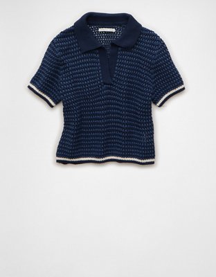 AE Cropped Sweater Polo Shirt