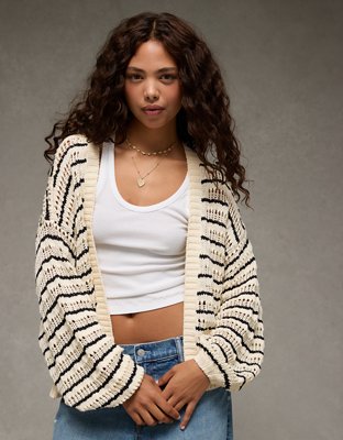 AE Balloon Sleeve Crochet Cardigan