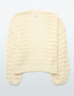 AE Cardigan al Crochet con Mangas Abombadas