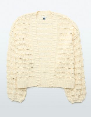 AE Cardigan al Crochet con Mangas Abombadas