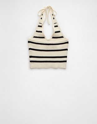Haut bain-de-soleil court en tricot rayé AE