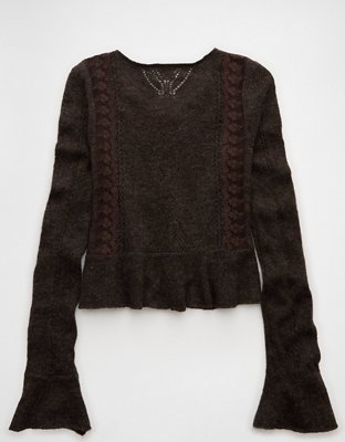 AE Lace Knit Tie-Front Cardigan