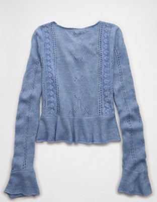 AE Lace Knit Tie-Front Cardigan