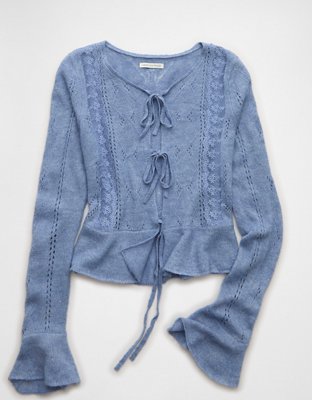 AE Lace Knit Tie-Front Cardigan