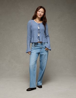 AE Lace Knit Tie-Front Cardigan