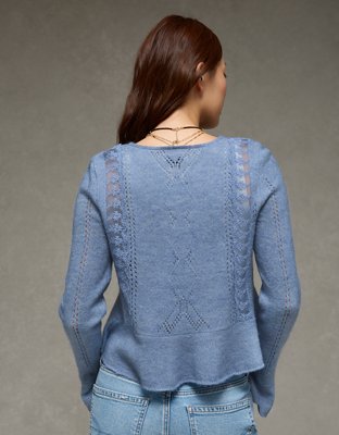AE Lace Knit Tie-Front Cardigan