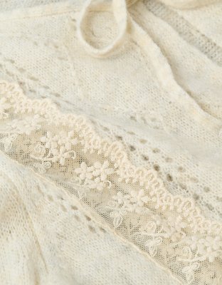 AE Lace Knit Tie-Front Cardigan