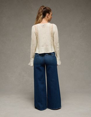 AE Lace Knit Tie-Front Cardigan